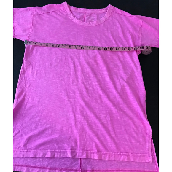 Anthropologie Pilcro Jordyn Cotton Slub Oversized Neon Pink Tee - Extra Small - Picture 6 of 9